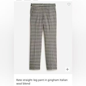 J.Crew Kate Pant in Gingham, Size 4.